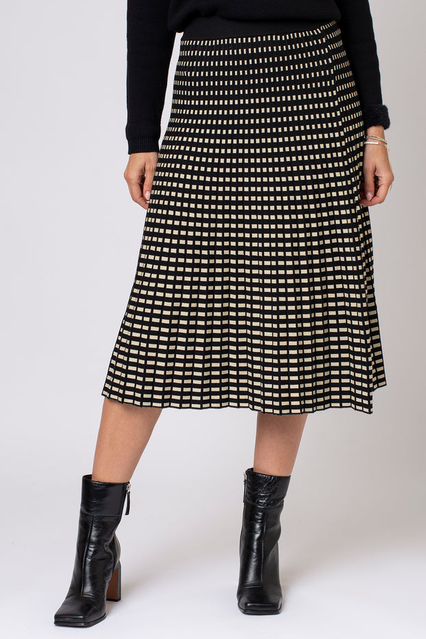 Knitted Geometric Pleat Skirt