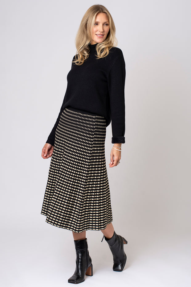Knitted Geometric Pleat Skirt
