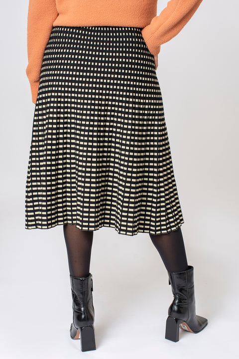 Knitted Geometric Pleat Skirt
