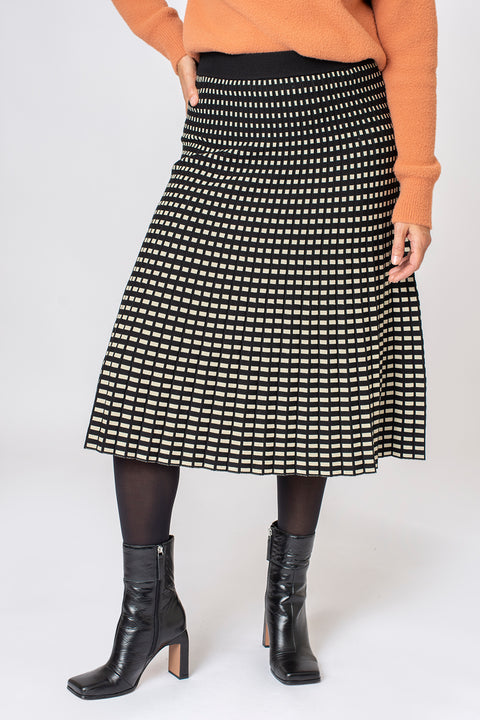 Knitted Geometric Pleat Skirt