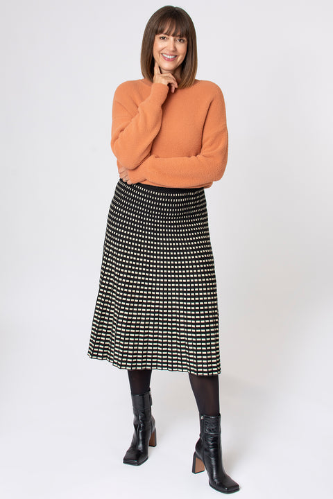 Knitted Geometric Pleat Skirt
