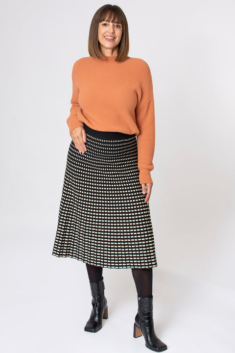 Knitted Geometric Pleat Skirt