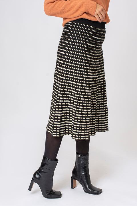 Knitted Geometric Pleat Skirt
