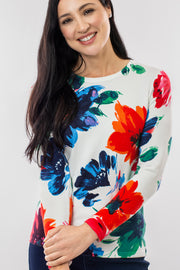 Oversized painted floral jumper