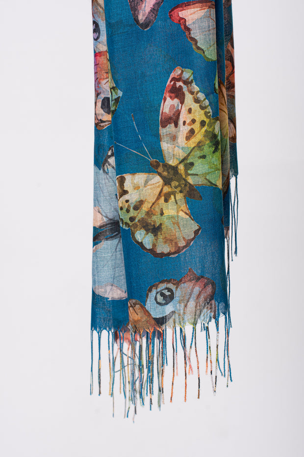 Large Butterfly Tassel Scarf