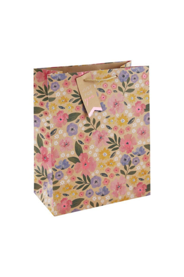 Large Soft Floral Kraft Bag