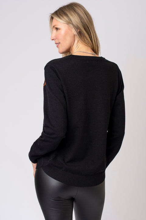 Leopard Sequin Bow Jumper