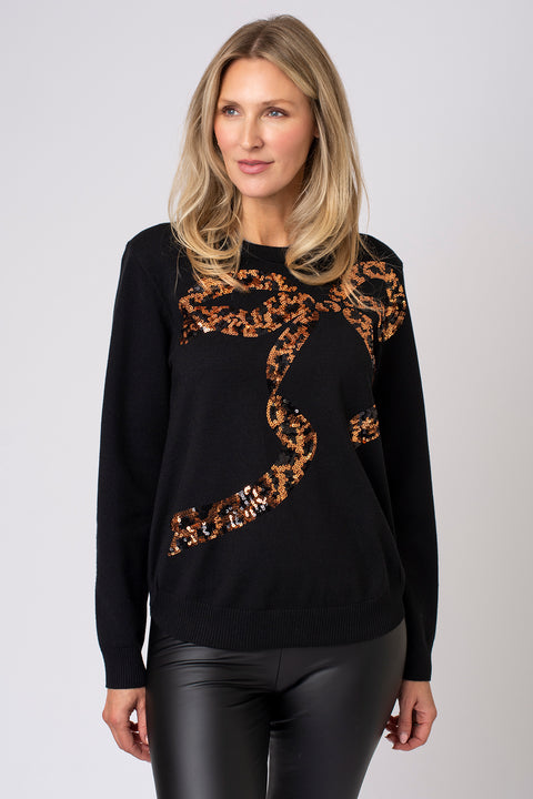 Leopard Sequin Bow Jumper
