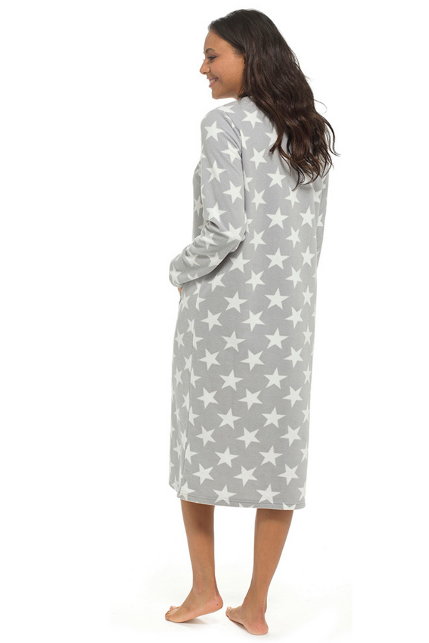 Long Sleeve Star Print Pocket Nightie