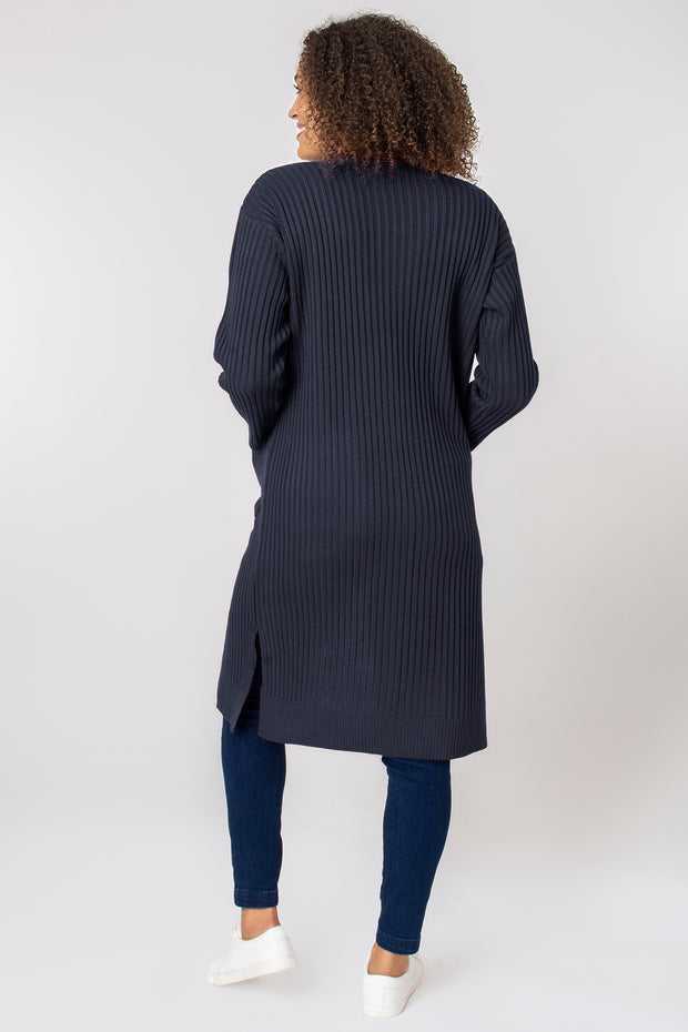 Longline Rib Edge to Edge Cardigan