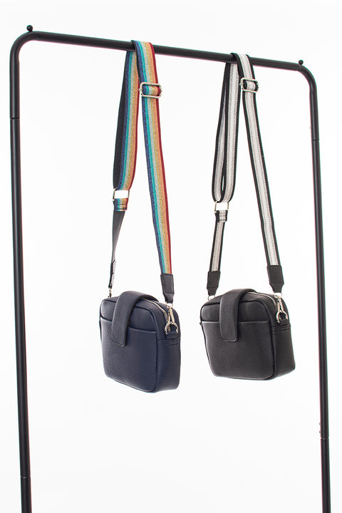 Lurex stripe detachable strap bag