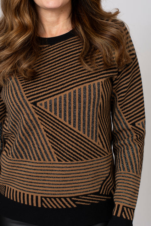 Lurex Geo Line Jacquard Jumper