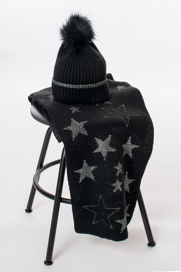 Lurex detail bobble hat