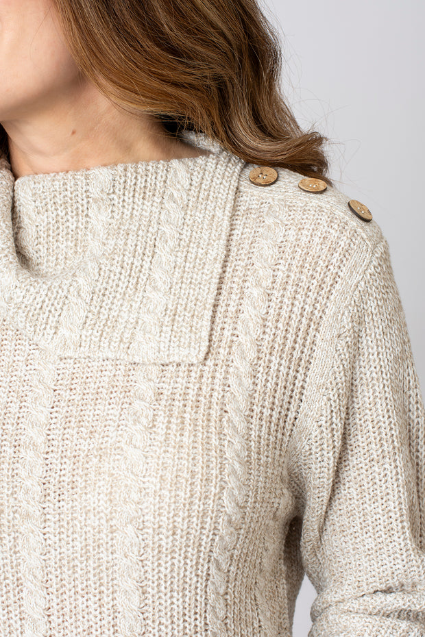 Mini Cable Split Roll Neck Jumper