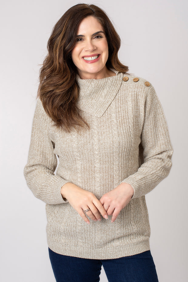 Mini Cable Split Roll Neck Jumper