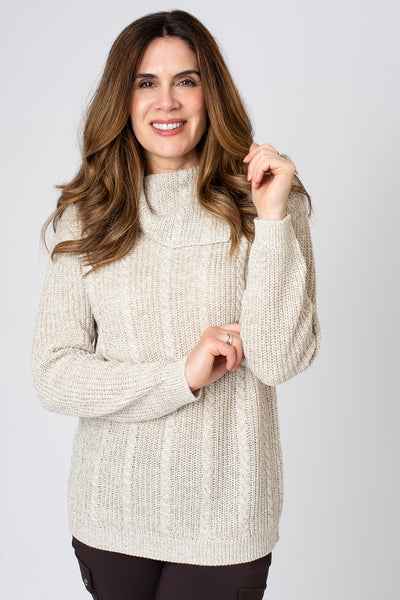 Mini Cable Split Roll Neck Jumper