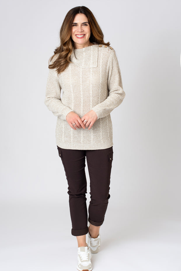 Mini Cable Split Roll Neck Jumper