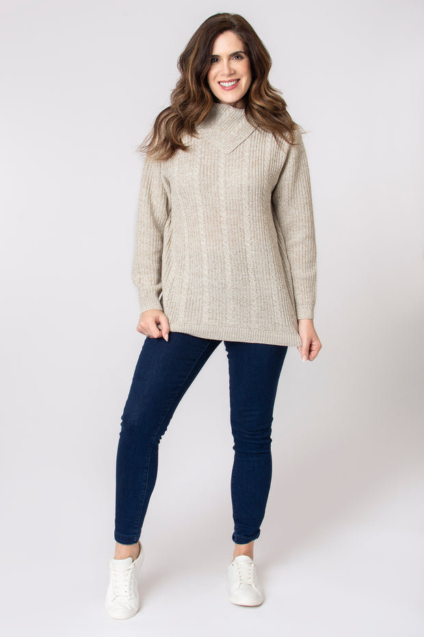 Mini Cable Split Roll Neck Jumper