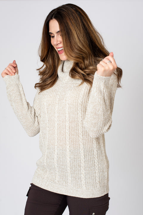 Mini Cable Split Roll Neck Jumper