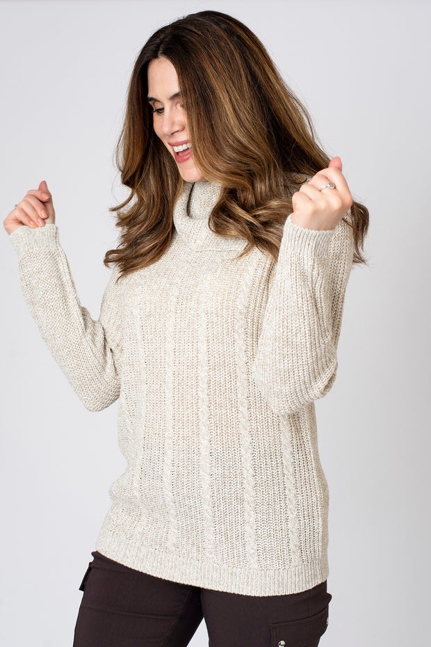 Mini Cable Split Roll Neck Jumper