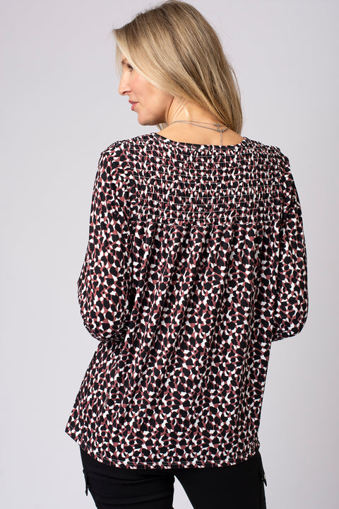 Mini Geo Shirred Top