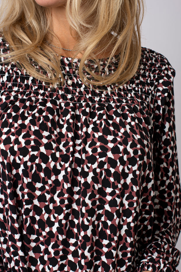 Mini Geo Shirred Top