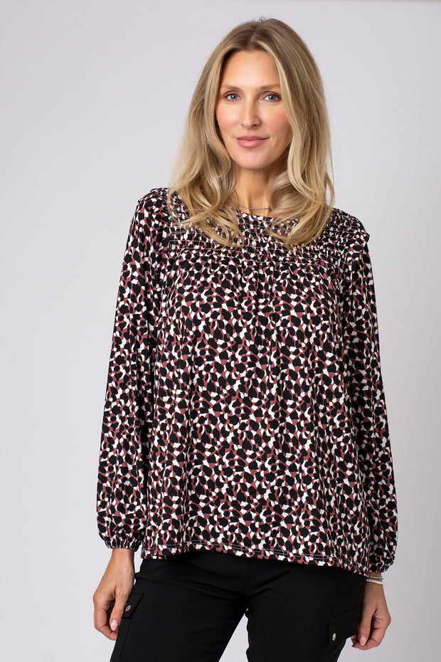 Mini Geo Shirred Top