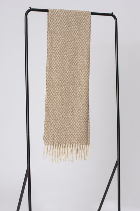 Mini Neutral Blocks Tassel Scarf