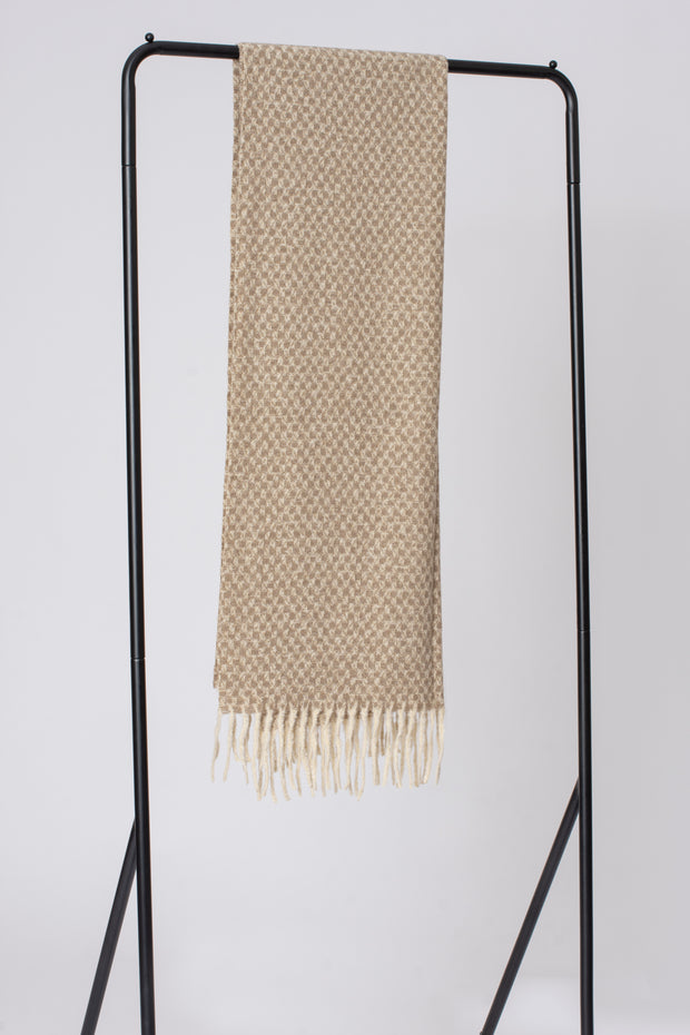 Mini Neutral Blocks Tassel Scarf