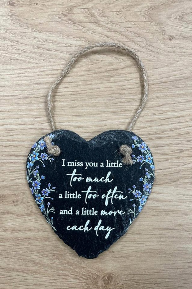 Miss you forget me not slate hanger