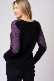Mixed Texture Fluffy Block Jumper