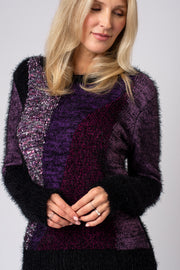 Mixed Texture Fluffy Block Jumper