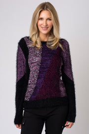 Mixed Texture Fluffy Block Jumper
