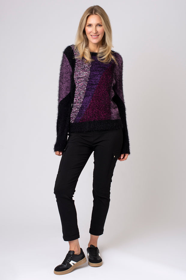 Mixed Texture Fluffy Block Jumper