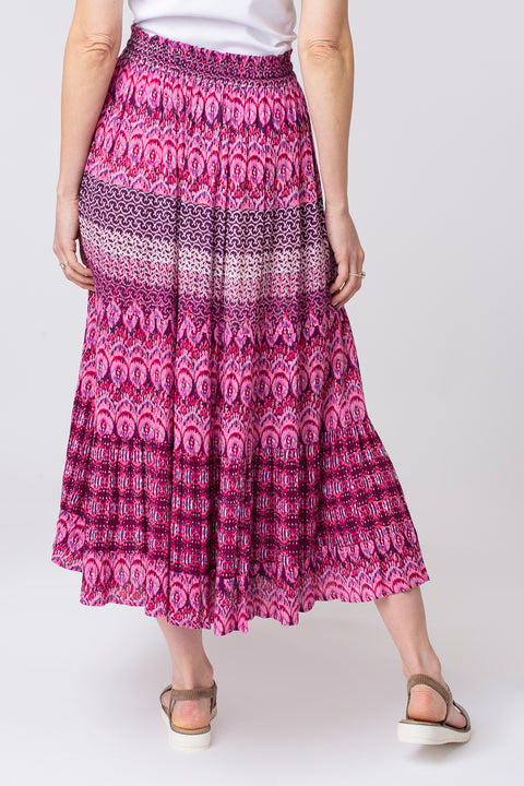 Mixed print tiered skirt