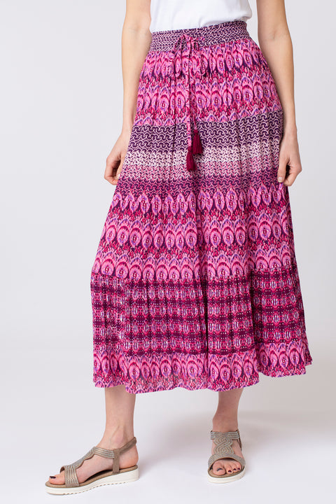 Mixed print tiered skirt