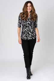 Mono Abstract Zebra Print Pintuck Shirt