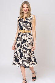 Mono Leaf Belted Shirt Dress