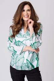 Mono Leaf Outline Leaf Notch Neck Top