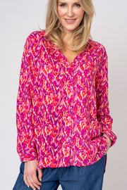 Multi abstract linen look shirt