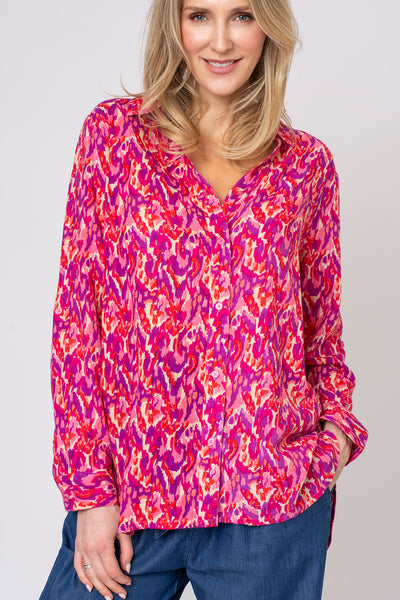 Multi abstract linen look shirt