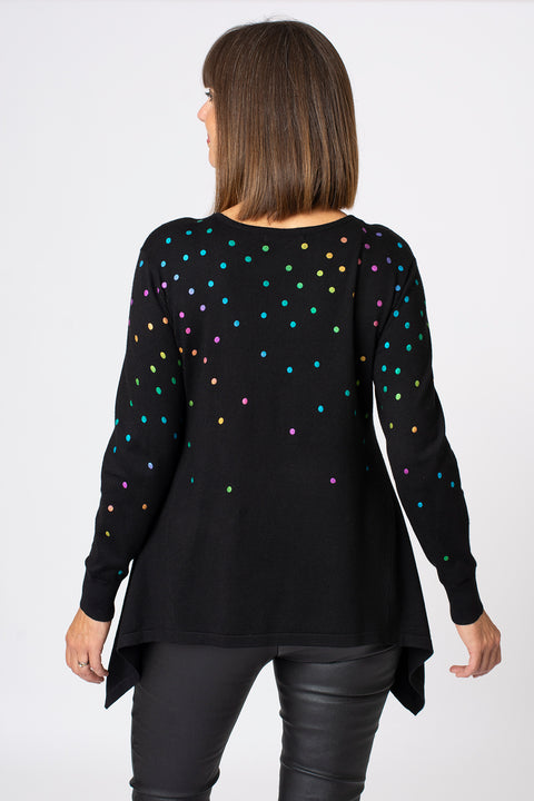 Multi Foil Spot Hanky Hem Jumper