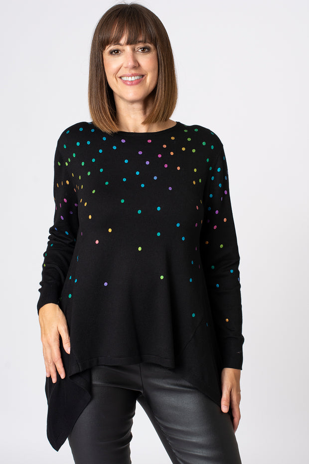 Multi Foil Spot Hanky Hem Jumper