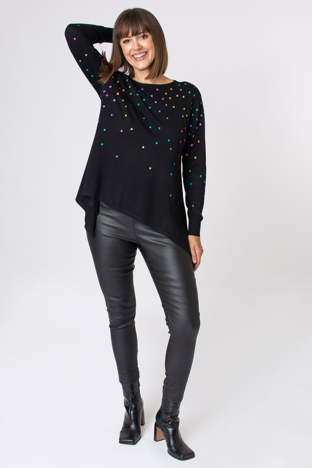 Multi Foil Spot Hanky Hem Jumper