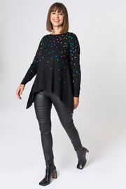 Multi Foil Spot Hanky Hem Jumper