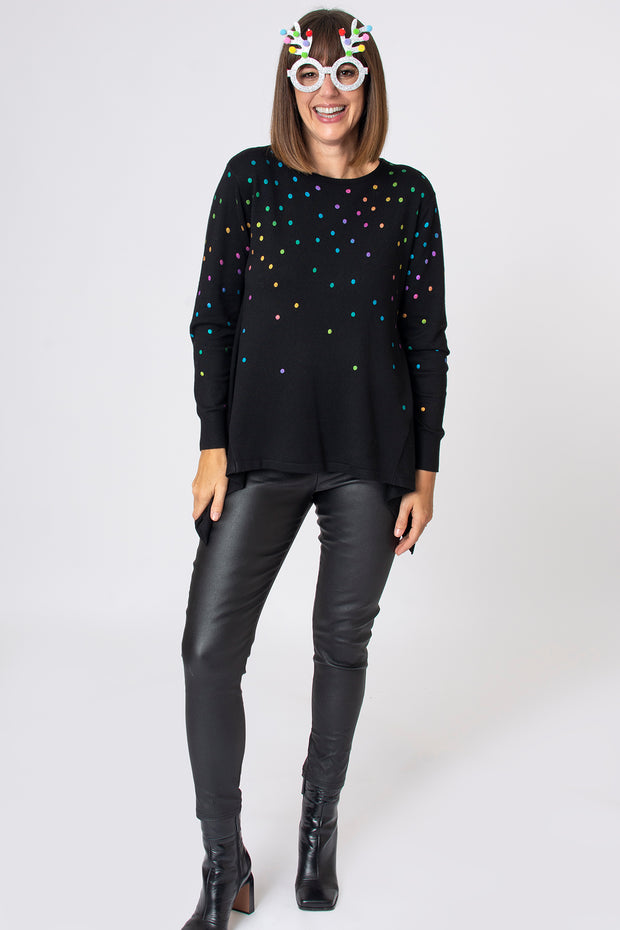 Multi Foil Spot Hanky Hem Jumper