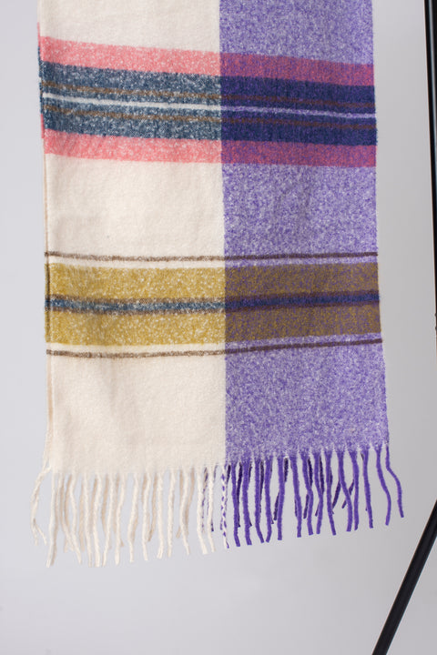 Multi Large Stripe Tassel Scarf