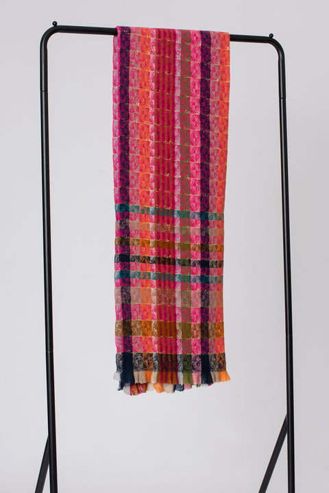 Multi Check Border Scarf