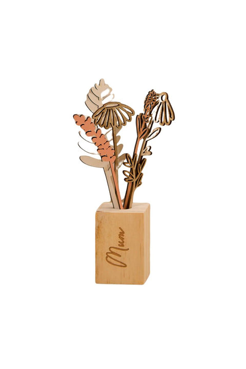 Mum Etched Flower Stem Block Vase