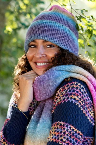 Ombre Rainbow Knitted Hat
